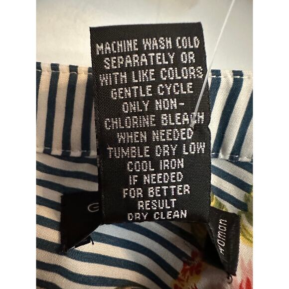 Grace Elements 0X Plus Floral Stripe Button Blouse Shirt Long Sleeve NWT - Picture 7 of 9